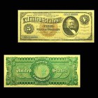 1886  5 Morgan Back Dollar Silver Certificate 24k Gold Foil Note Bill - Gfn13