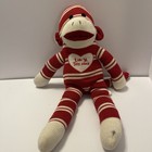 Dan Dee    luv Ya This Much    18    Sock Monkey Plush Red White Stripe Love
