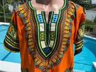 Dashiki Africa African Graphic Orange Shirt Top California Woman Size 2x
