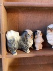 3 Vintage Bone China Miniature Dog Figurines Black White Pekingese Japan
