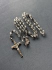 Beautiful Vintage Creed Sterling Silver Rosary Clear Faceted Glass Beads