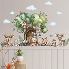 Jungle Animal Wall Stickers Forest Safari Wall Decals Kid Room Nursery Baby Bedr