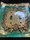 Vintage Edmar Creations Ornate Double Switch Plate Cover     Baroque Brass Style