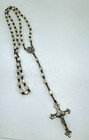 Vintage Italy Sterling Silver Mother Of Pearl Beads Rosary Christianity