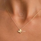 14k Gold Butterfly Necklace  Minimalist Charm Pendant  Cute Gift For Her  Animal