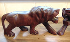 Pair Of Antique Chinese Carved Wooden Lions