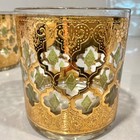 Vintage Culver Valencia 22k Gold Green Lowball Rocks Glasses Set Of 6 Mcm