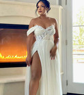 Boho Wedding Dress Plus Size  Flowing Chiffon Sweetheart Neckline Wedding Dress