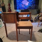 Vintage Art Deco Rustic Mahogany Wood Telephone Table Gossip Bench Chair