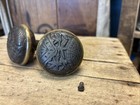 Antique Cast Iron Brass Ornate Embossed Door Knob Set Metal Vintage Embossed