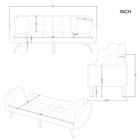 Bshti Black Convertible Velvet Futon Sofa Bed With 2 Pillows Adjustable Backrest