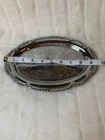 Vintage Irvinware Chrome Plates  Serving Tray 9 5  Oval Engraved Ruffled Edge Y