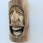 Wood Spirit Carving Tree  Sculpture Folk Art Carvings Wall Craft Decor Ooak