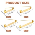 200 Pcs Safety Bar Pins Pin Back Clasp Brooch Findings 25 30 35 40mm  Gold 