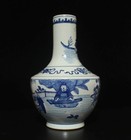 Old Chinese Blue   White Porcelain Pot Vase W figure Kangxi Mk Th1011