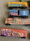 Custom Ho Scale Graffiti Train Cars Lot     15 Hand-painted Freight Cars