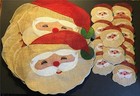 Vtg Xmas Santa Abaca Fiber Placemat   Coaster Lot 23 Philippines Contessa Woven
