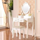 Vanity Makeup Table Set With 4 Drawers Dressing Table And Stool For Bedroom