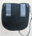 Black Canvas cotton Pouch W leather Trim For Faires Ren Medieval Garb Never Used