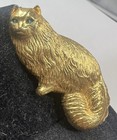 Vintage Rare Signed Monet Gold Tone Long Hair Persian Cat Brooch Pin
