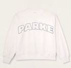 Parke White Crew Neck Pullover Sweatshirt Women   s Xs Long Sleeve Solid Logo