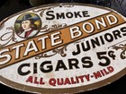 Vintage State Bond Juniors Cigars Double Sided Cardboard Store Hanger Sign-as Is