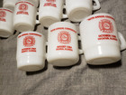 12 Firefighter Coffee Mug Cup Milk Glass Vtg Hat Shield Fire Fighter Illinois Il