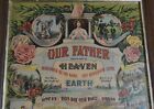 Antique Framed Lord   s Prayer Ten Commandments Lithograph  C  1905  James Lee 