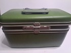 Vtg Samsonite Silhouette Train Case Hardshell Avocado Green Pouch Lining No Keys