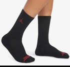 Air Jordan Crew Socks Womens 6-10 Youth 5y-7y Crew 6 Pairs Black Red Bj0343 023