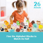 52 Pieces Matching Game  Wooden Alphabet Animal Puzzles For Toddlers  Abc Peg Pu