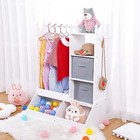 Kids Dress Up Storage With Mirror For Kids kids Armoire Fabric Storage White