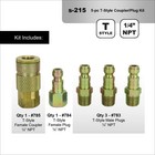 Milton S-215 1 4  T Style Coupler And Plug Kit 5 Pieces Air Tool Fittings