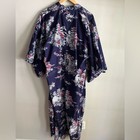 Vintage Japanese Cotton Kimono Robe Navy Floral Pagoda Print Made In Japan