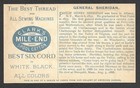 Victorian Trading Card - Clark Thread -  american Hero - General Sheridan   1j2 