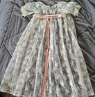 Vtg 2 Piece White Lace Dress Satin Slip Baby Girl Blessing Baptism Christening 