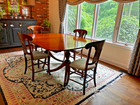 Vintage Duncan Phyfe Style Dining Set     Mahogany Table  Leaves  4 Chairs  Cover