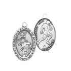 Saint Sebastian Sterling Silver Football Male Athlete Medal Necklace 24  Chain
