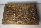 Very Fine Carved Antique Anglo-indian Humidor Box W  Many Dragons  C  1890