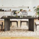 63 In  Rustic Dark Gray Double Pedestal Dining Table  Seats 6