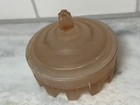 1920s Art Deco Frosted Pink Glass Powder Jar Vanity Trinket Dish W Lid Vintage