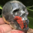 1pc Natural Blood Stone Jasper Skull Quartz Crystal Carved Reiki Healing 2  