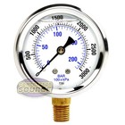 Liquid Filled 2 5  3000 Psi Air Pressure Gauge Lower   Side Mount 1 4  Npt