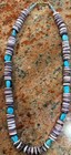 Native American Wampum Shell Heishi Necklace  12mm turquoise  Rare Blue Zicron