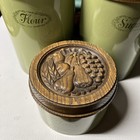 Vintage Burlington Sage Avocado Green Metal Kitchen Canisters Flour Sugar Tea