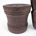 Antique 6x6 Treen Turned Wood Early Primitive Patina Mortar 9  Pestle Apothecary