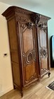 Antique French Walnut Armoire  19th C  Beautifully Carved  With Deep Shelves
