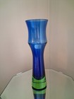 Vintage Bo Borgstrom Aseda Glasbruk Blue green Glass Vase Made Sweden Mcm 1960
