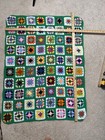 Vintage Granny Square Afghan Hand Crochet Blanket Throw 70s Boho Cottage 37 x28 