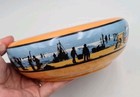 Vtg Hanley Works England Handpainted Lustre Ware Bowl Fishing Coastal Scene 